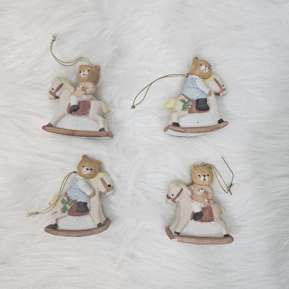 Vintage Charming Bear Rocking Horse Ornaments